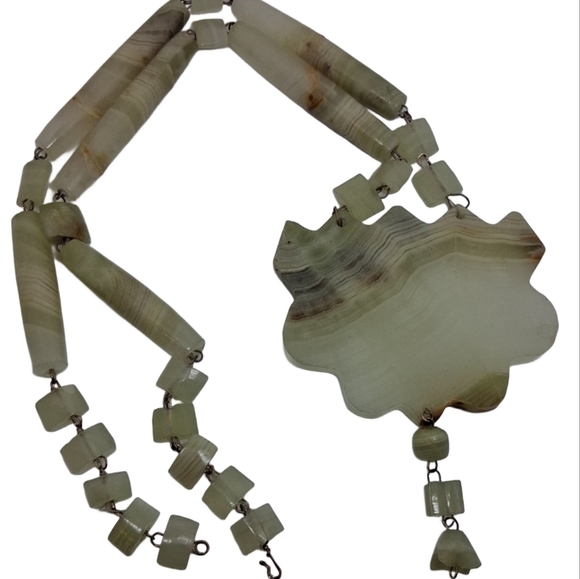 Green Banded Onyx Artisan Statement Necklace - Picture 3 of 5